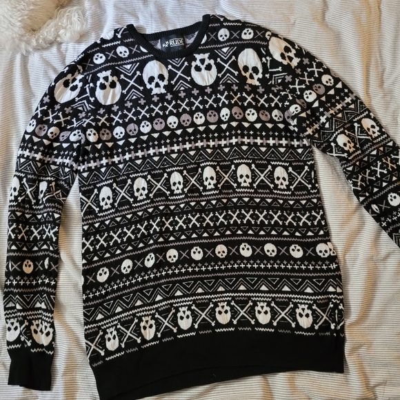 RUDE Other - Black & White Skull and Bones Sweater